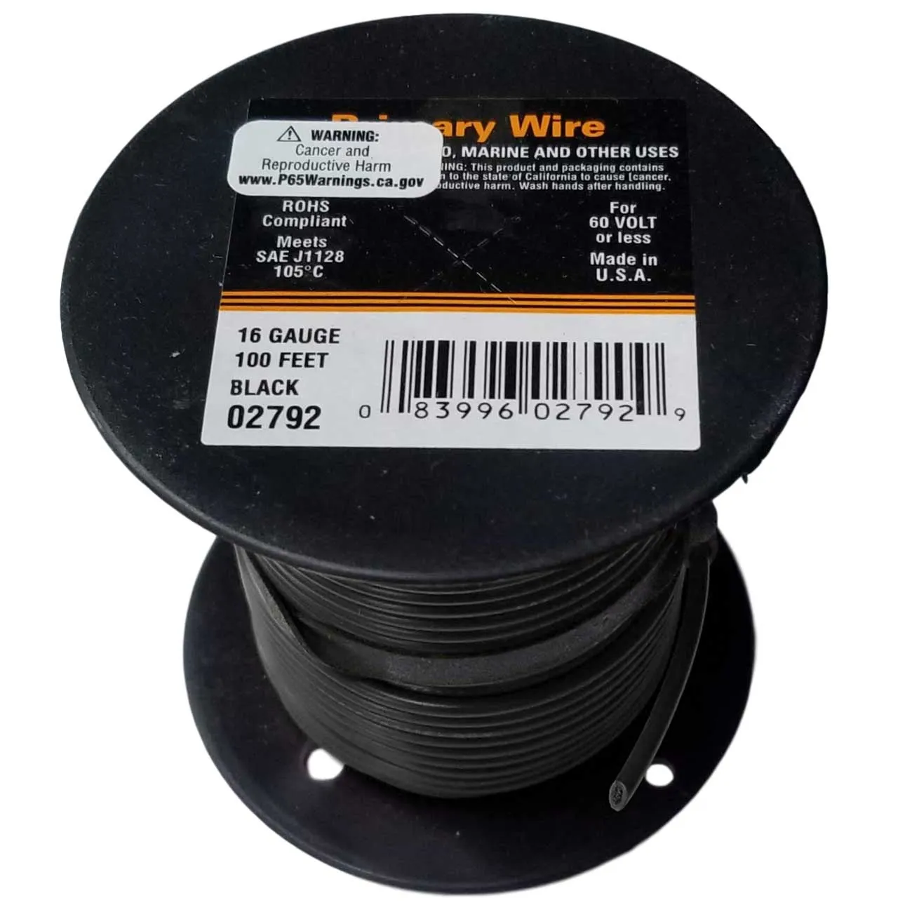 16 Gauge Stranded Black, GPT Primary Wire, 100 foot