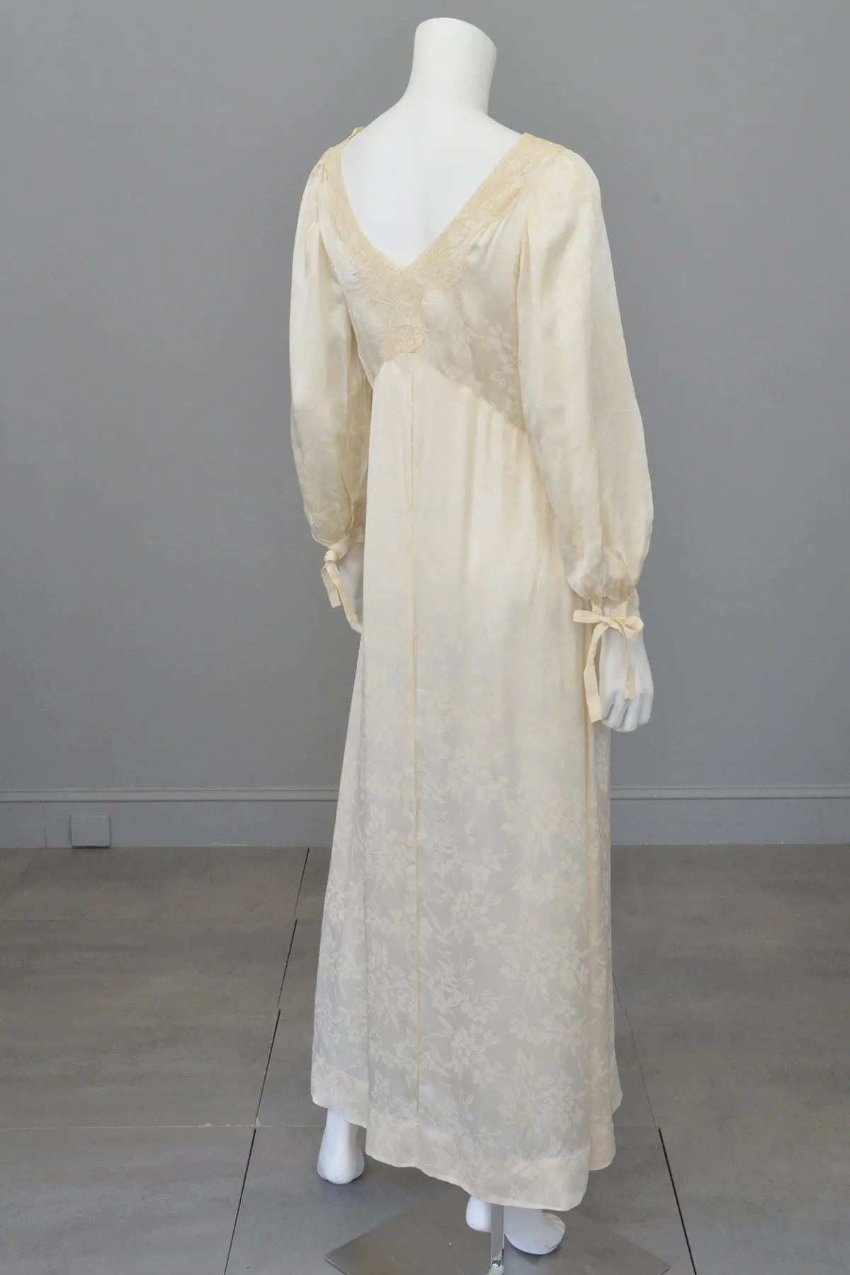 1930s cream jacquard poet sleeve night gown dress, TLC