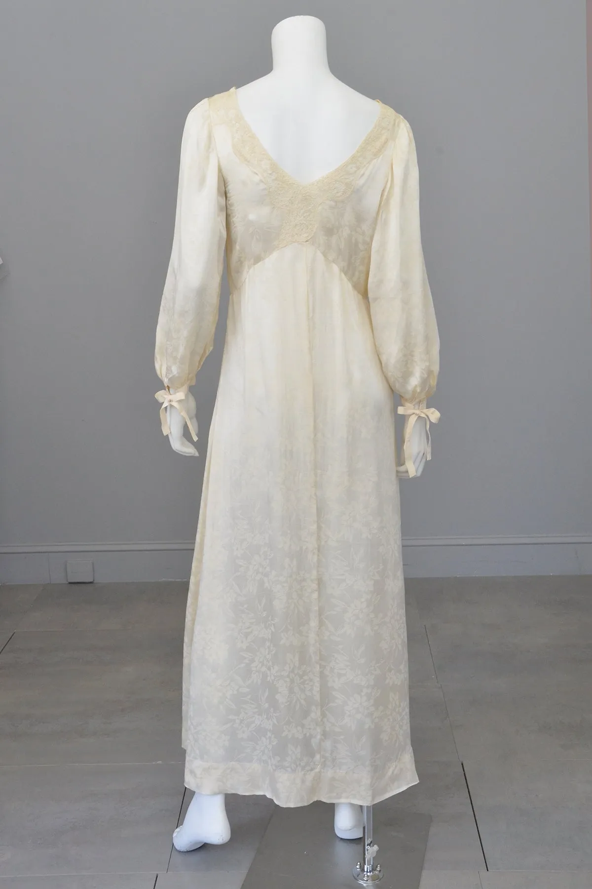 1930s cream jacquard poet sleeve night gown dress, TLC