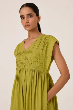 Aelia Citron Pleated Midi Dress