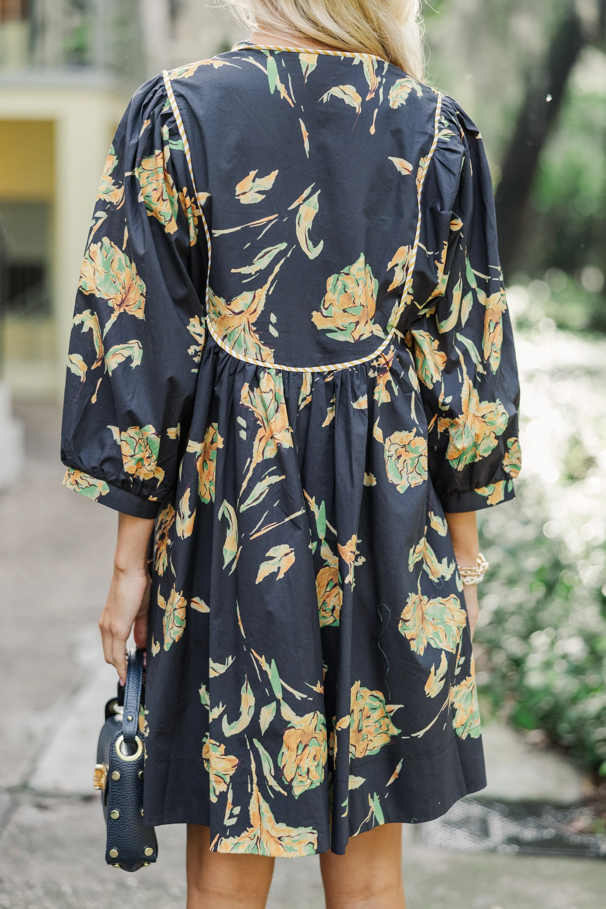 All About It Black Floral Dress