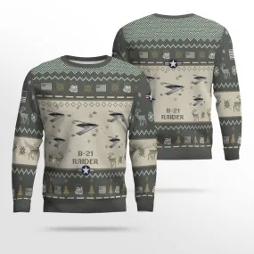 B-21 Raider B21_Aircraft Ugly Sweater, Ugly Sweater Christmas Shirt for Men Dad Veteran