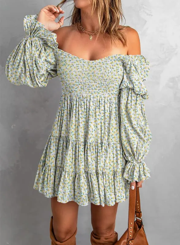 Baby Doll sexy ruffle Off Shoulder Mini Dress