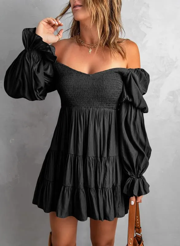 Baby Doll sexy ruffle Off Shoulder Mini Dress