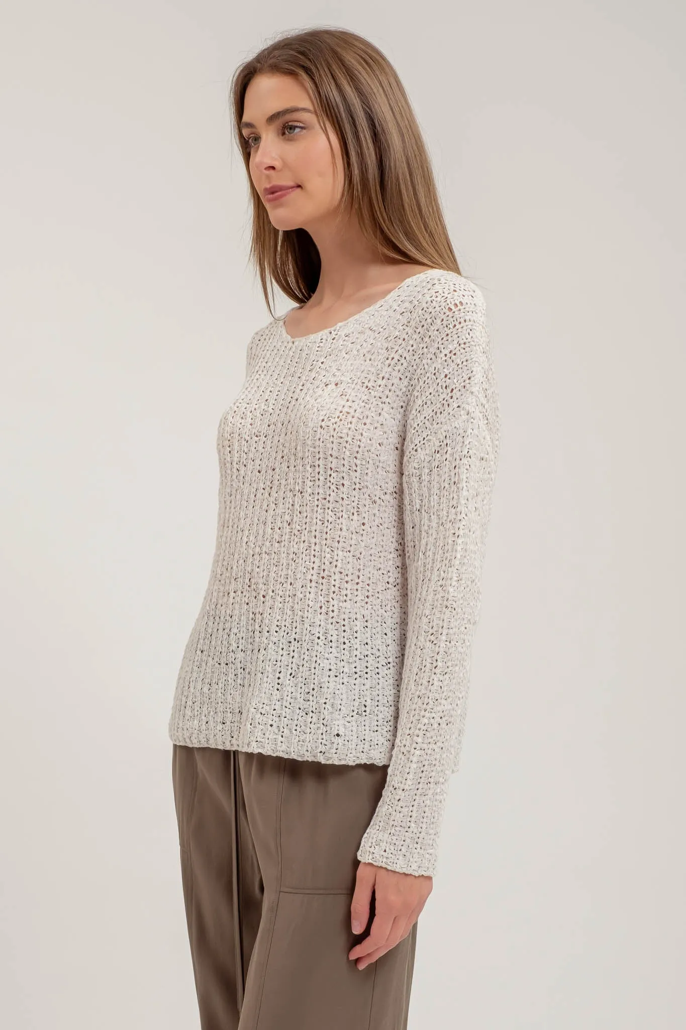 BACK BUTTONED KNIT PULLOVER