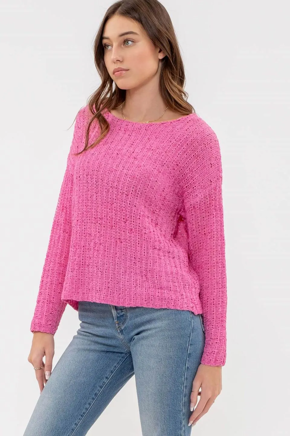 BACK BUTTONED KNIT PULLOVER