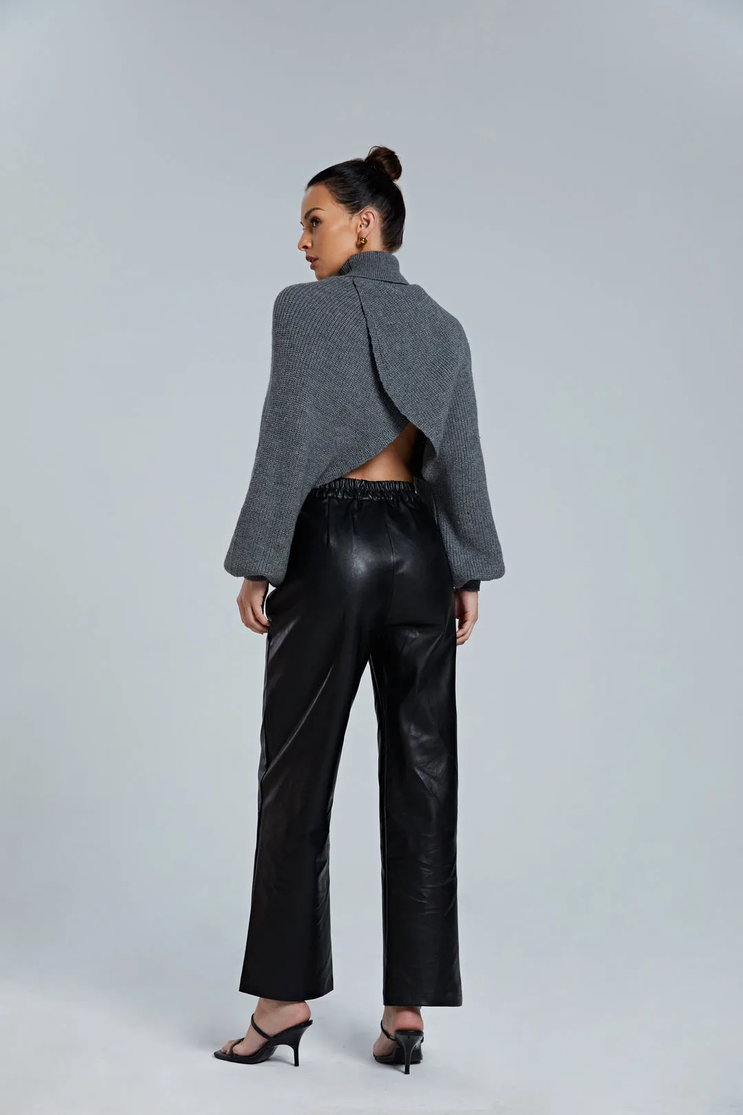 Batwing Sleeve Turtleneck Crop Sweater