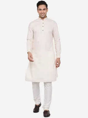 Beige Solid Regular Fit Modi Kurta | JadeBlue