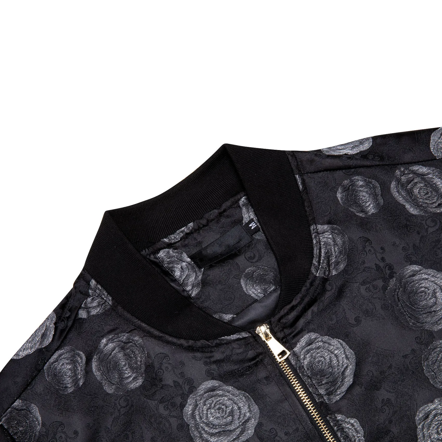 Black Grey Floral Men's Zipper Thin Jacket