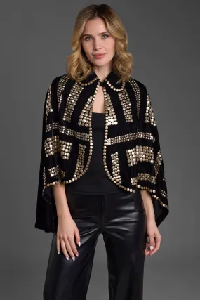 Black Velvet Embellished Capelet