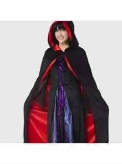 Black Velvet Reversible Cape - Red Satin lining