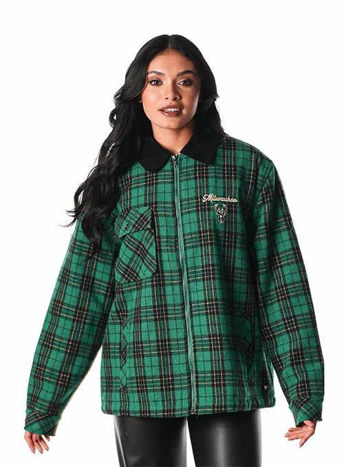 Bucks In Six x The Wild Collective Plaid Milwaukee Bucks Jacket