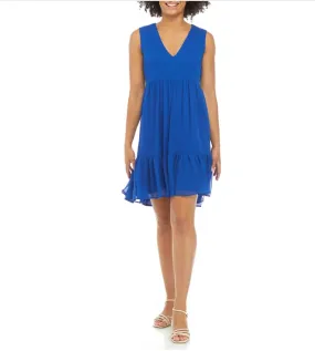 CALVIN KLEIN Women's Cobalt Blue Tiered Chiffon Dress