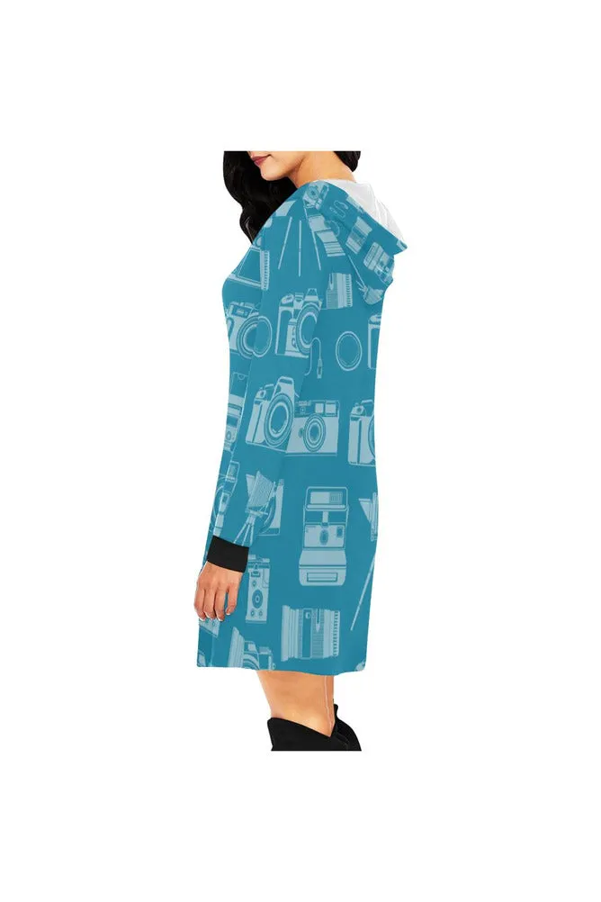 camera All Over Print Hoodie Mini Dress (Model H27)