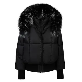 coat puffer down side snap - black