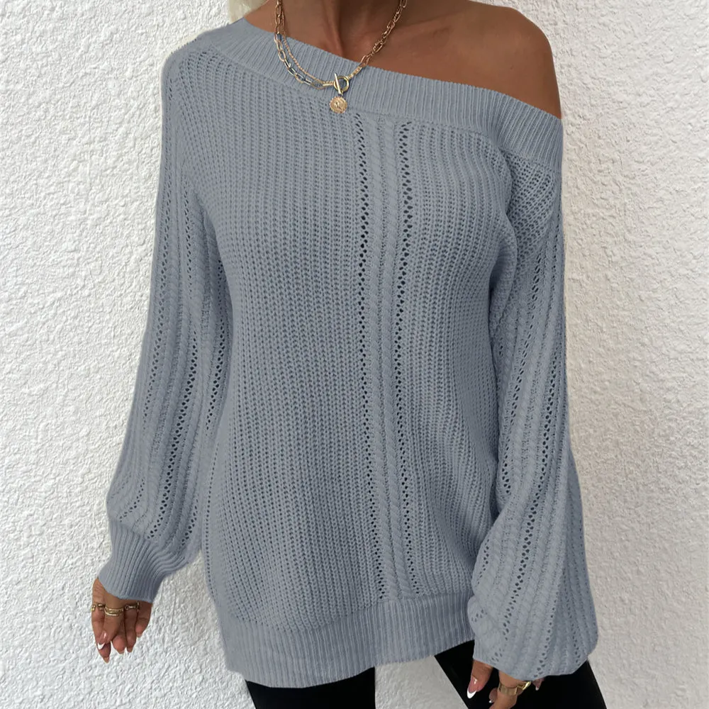 Crew Neck Off Shoulder Wholesale Women Sweater