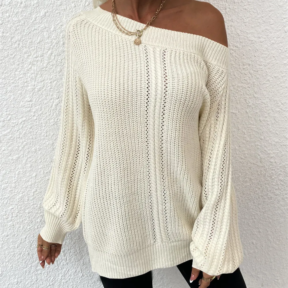 Crew Neck Off Shoulder Wholesale Women Sweater