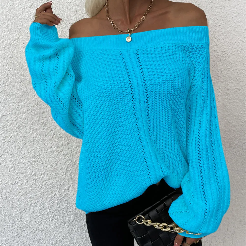 Crew Neck Off Shoulder Wholesale Women Sweater