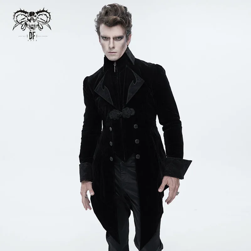 CT02201 western fashion gothic embroidered collar black men velveteen Tuxedo