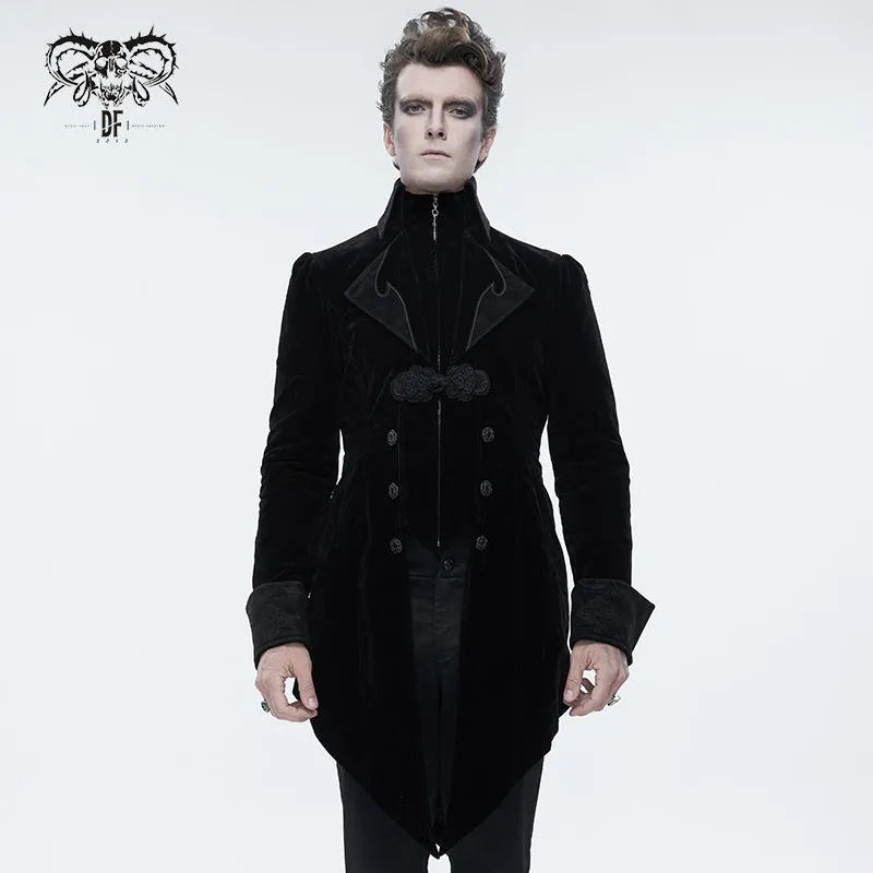 CT02201 western fashion gothic embroidered collar black men velveteen Tuxedo