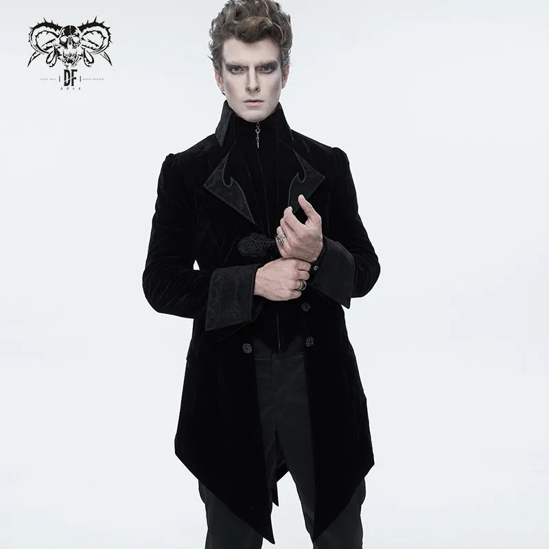 CT02201 western fashion gothic embroidered collar black men velveteen Tuxedo