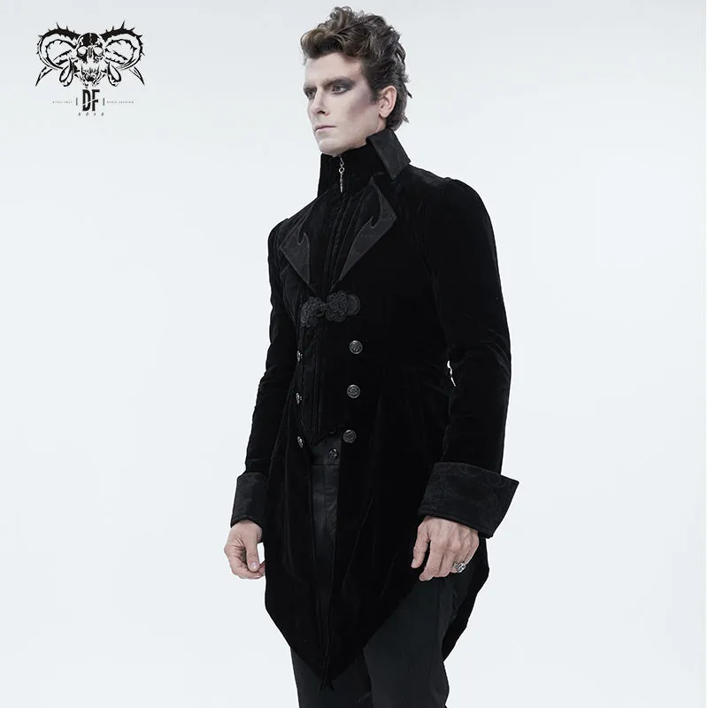 CT02201 western fashion gothic embroidered collar black men velveteen Tuxedo