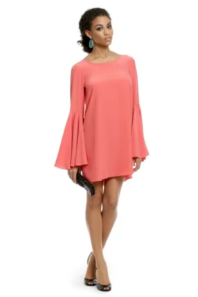 ELIZABETH AND JAMES SILK DANI BELL SLEEVE DRESS HOT PINK