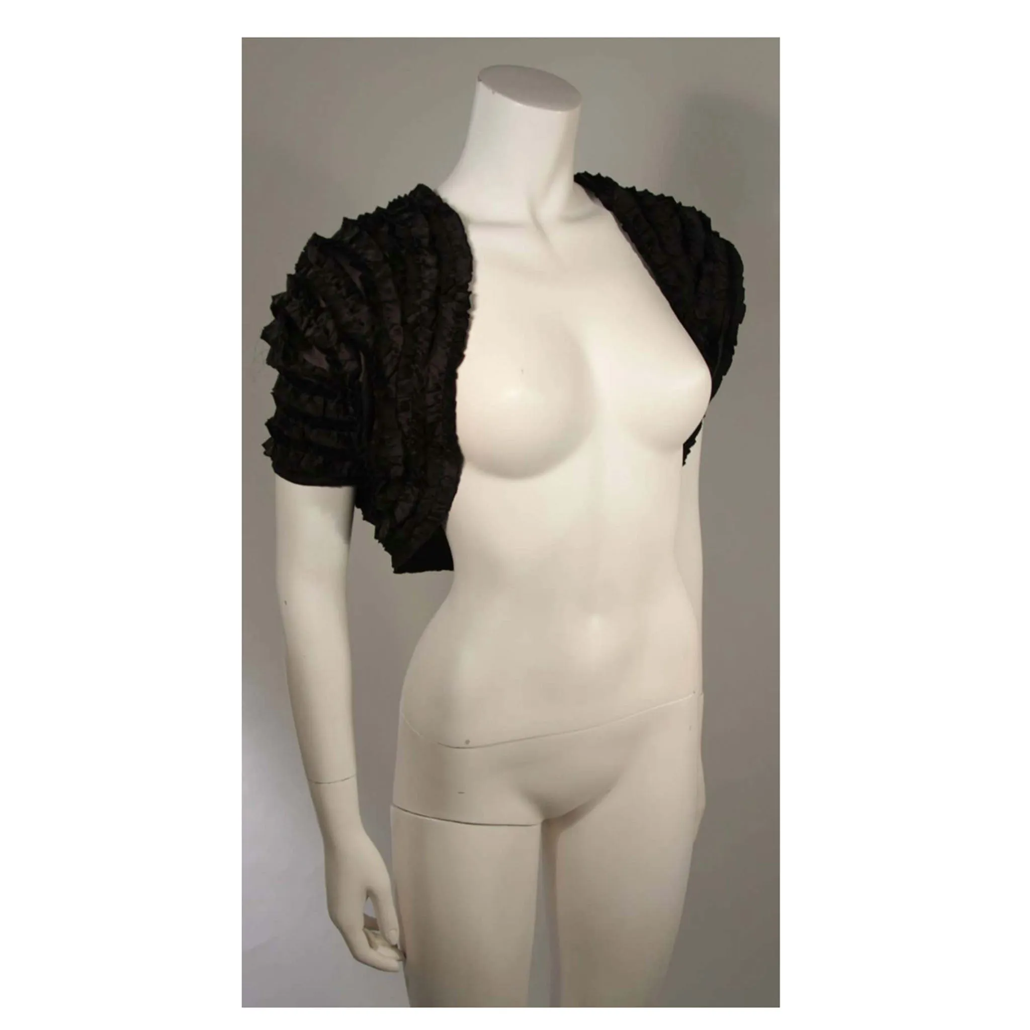 ELIZABETH MASON COUTURE Black Silk Ruffle Bolero