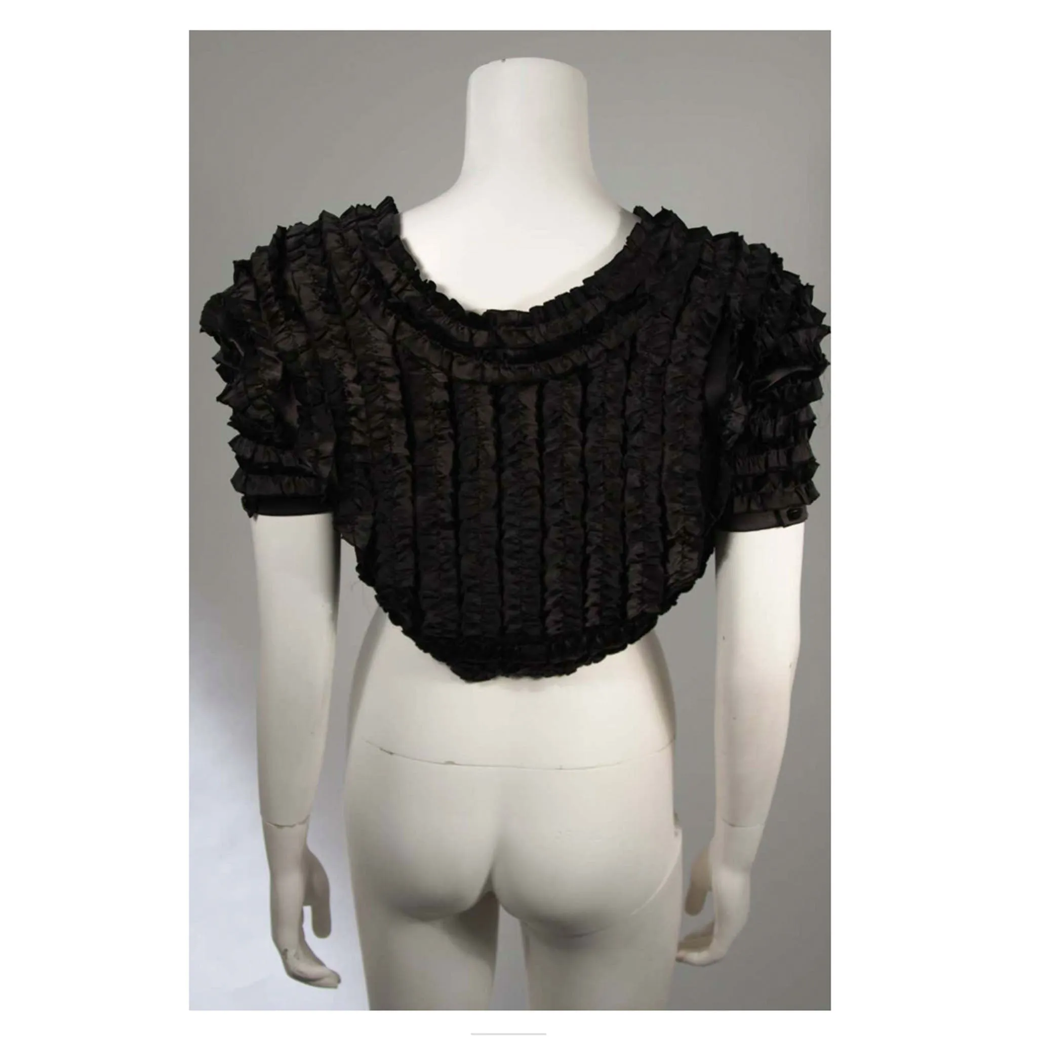 ELIZABETH MASON COUTURE Black Silk Ruffle Bolero