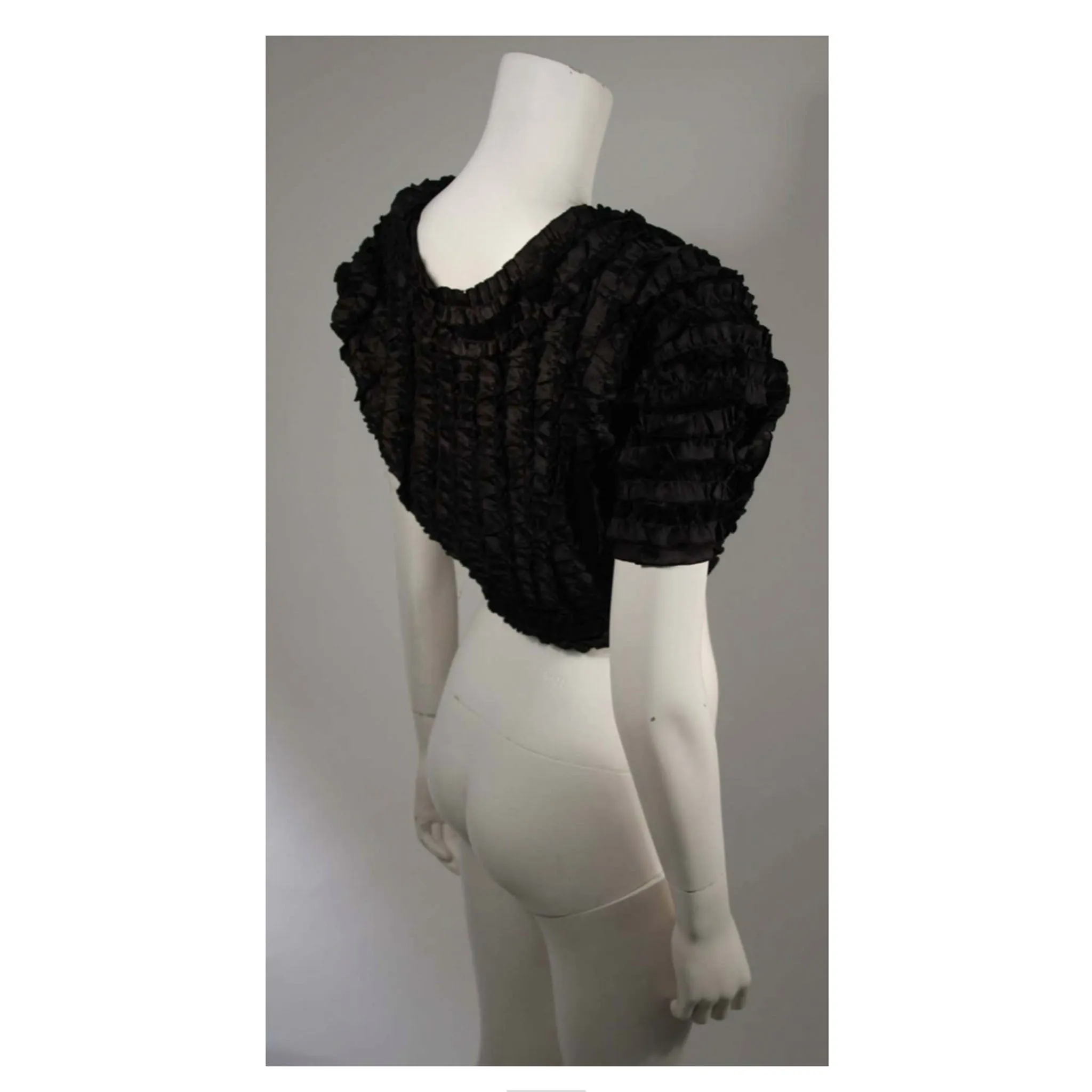 ELIZABETH MASON COUTURE Black Silk Ruffle Bolero