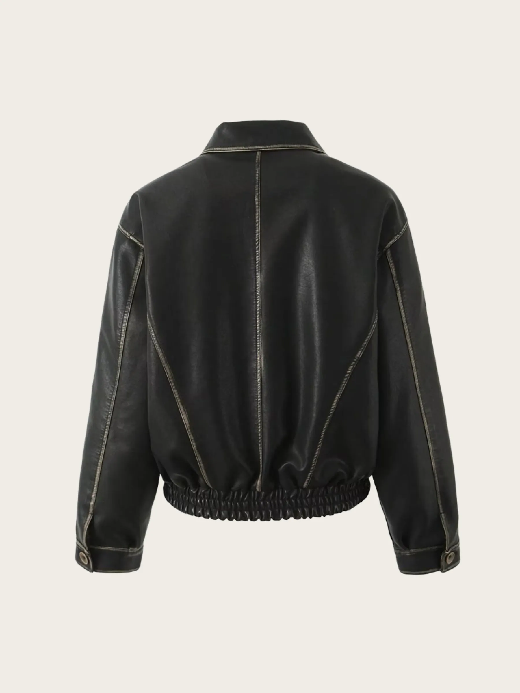 Fashionkova Amylah Vintage Faux Leather Jacket