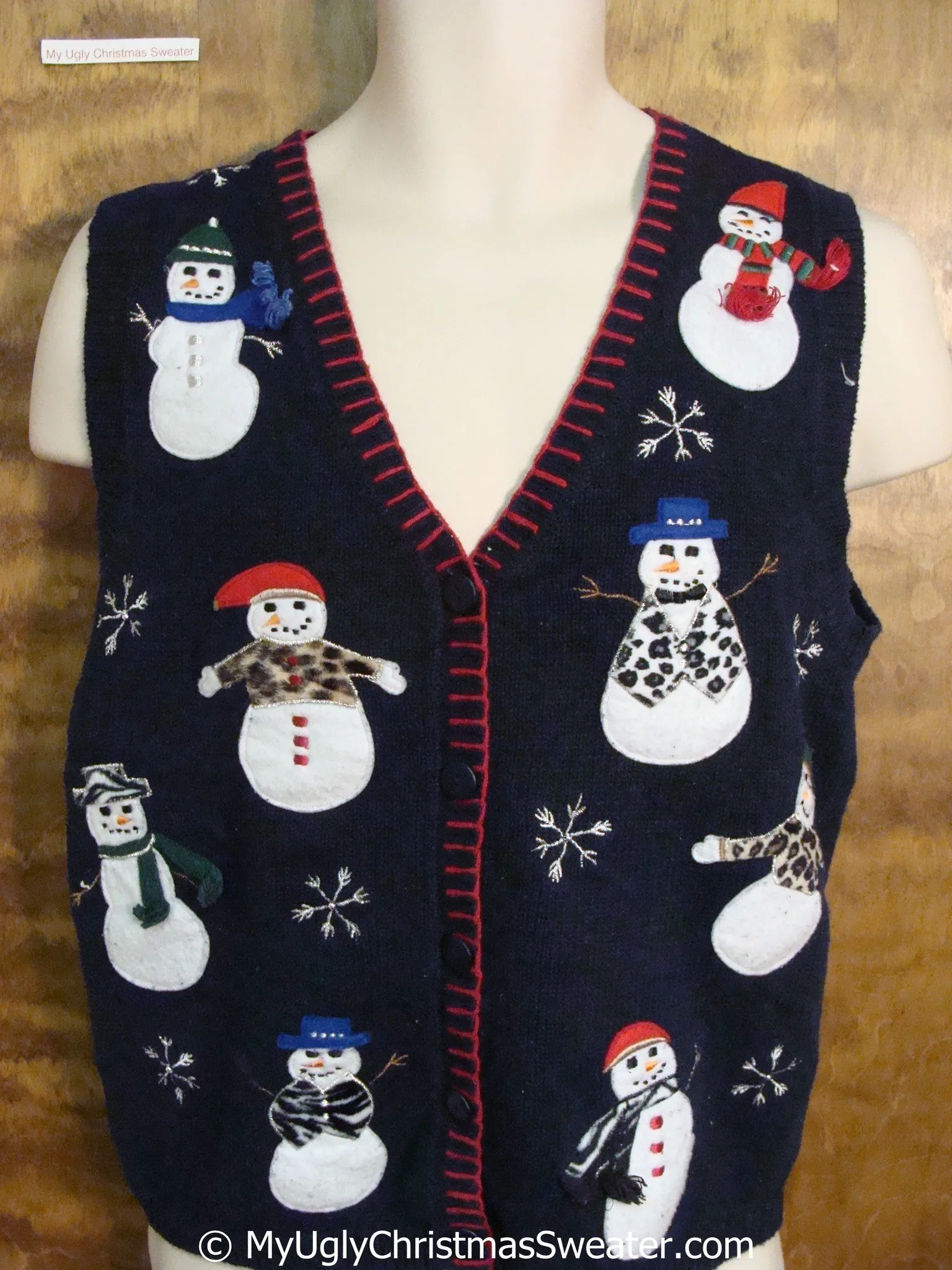 Funny Snowmen in Animal Prints Cheap Christmas Sweater Vest