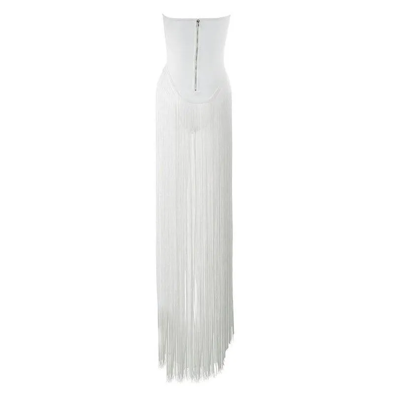 Gail Bandeau Tassel Maxi Dress