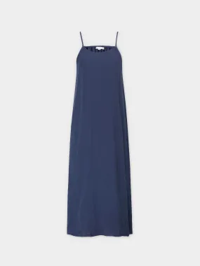 Gauze Slip Dress-Navy