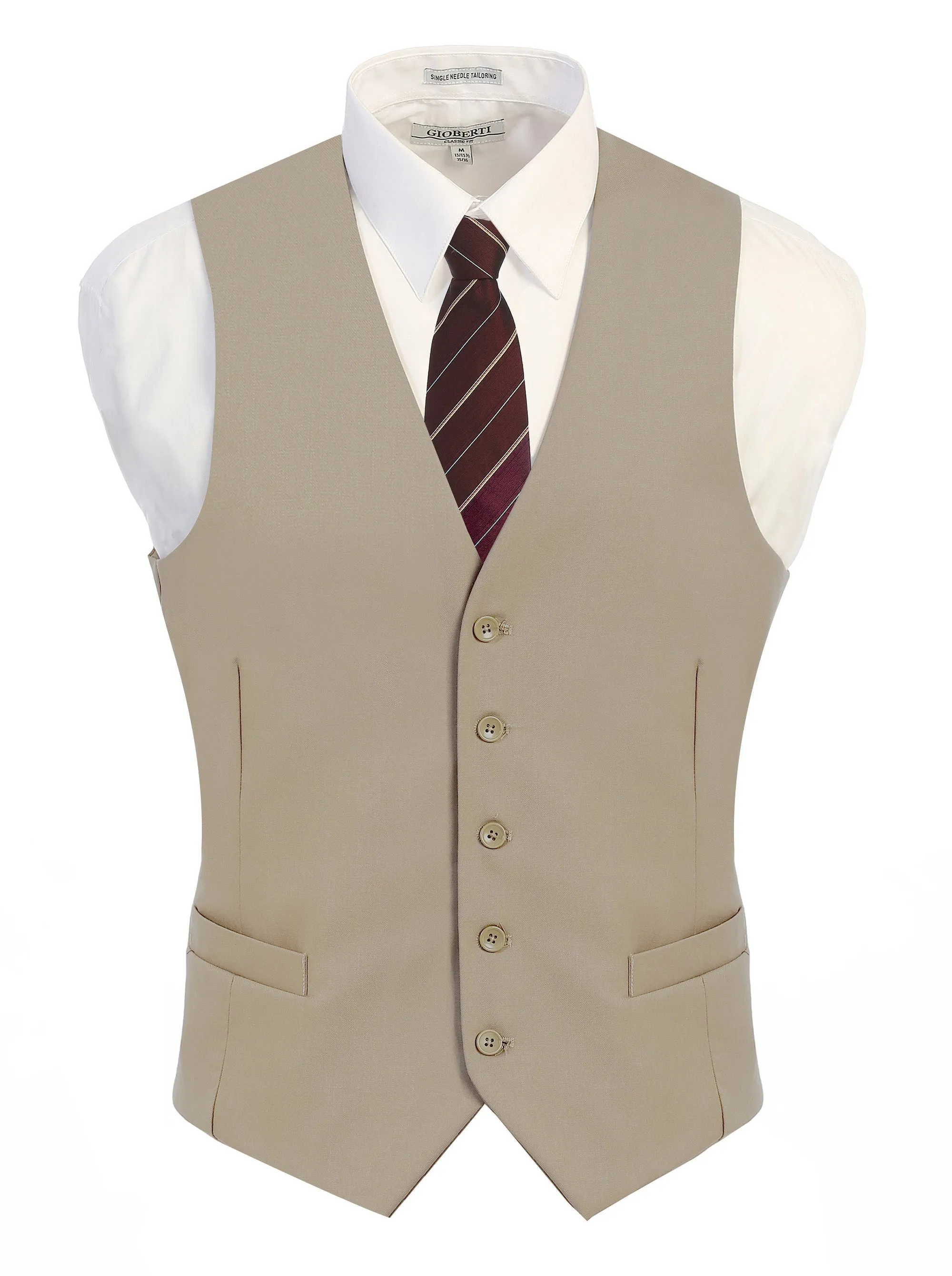 Gioberti Men's Beige Formal Suit Vest