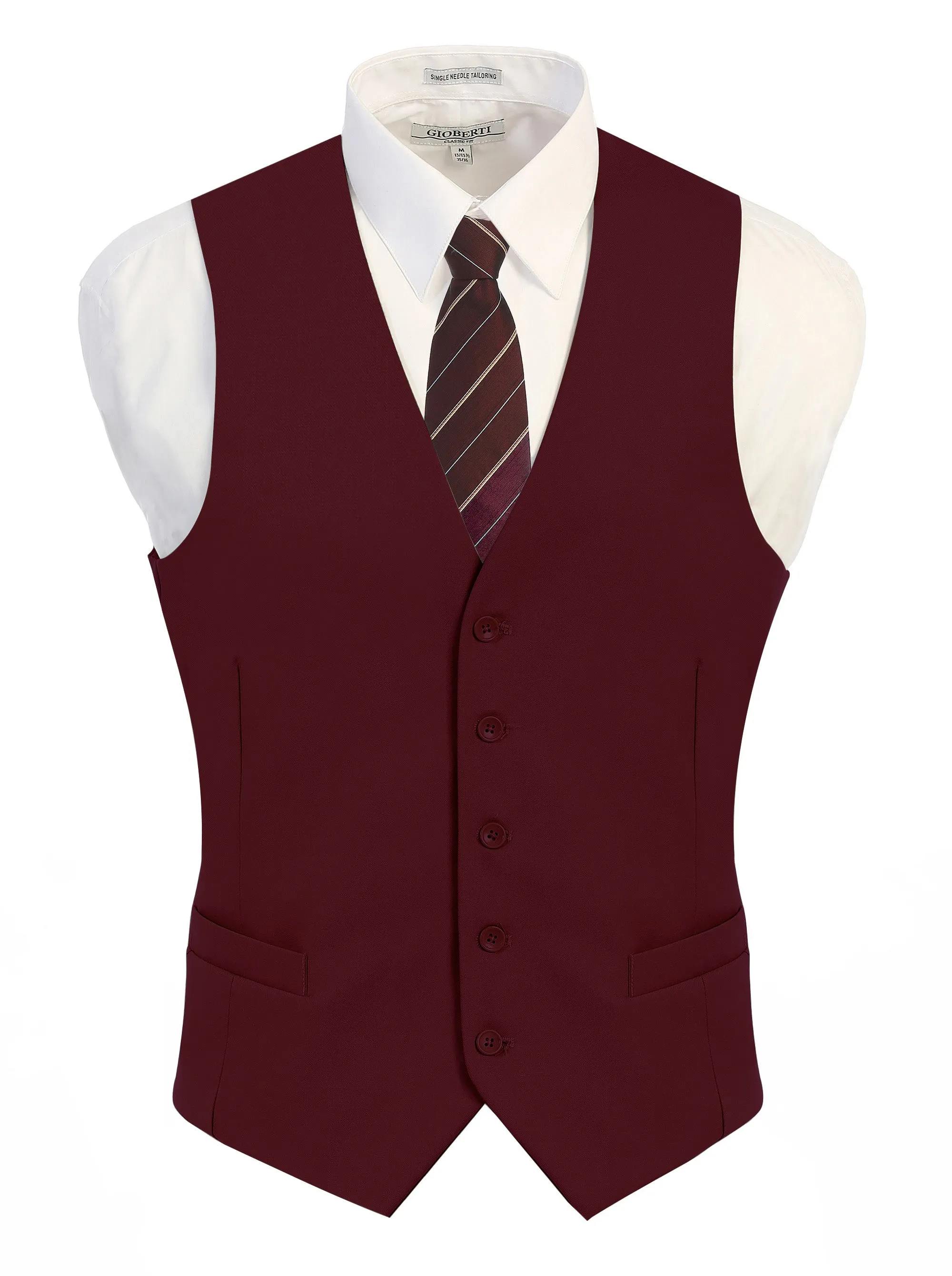 Gioberti Men's Burgundy Formal Suit Vest