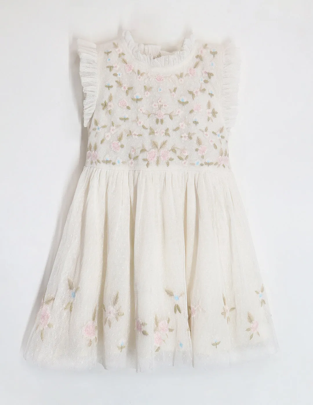 Girls Fit and Flare Embroidery Party Dress