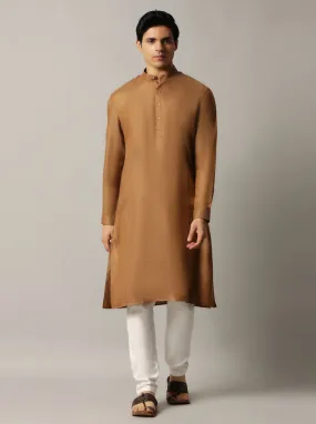 Golden Solid Regular Fit Modi Kurta | JadeBlue