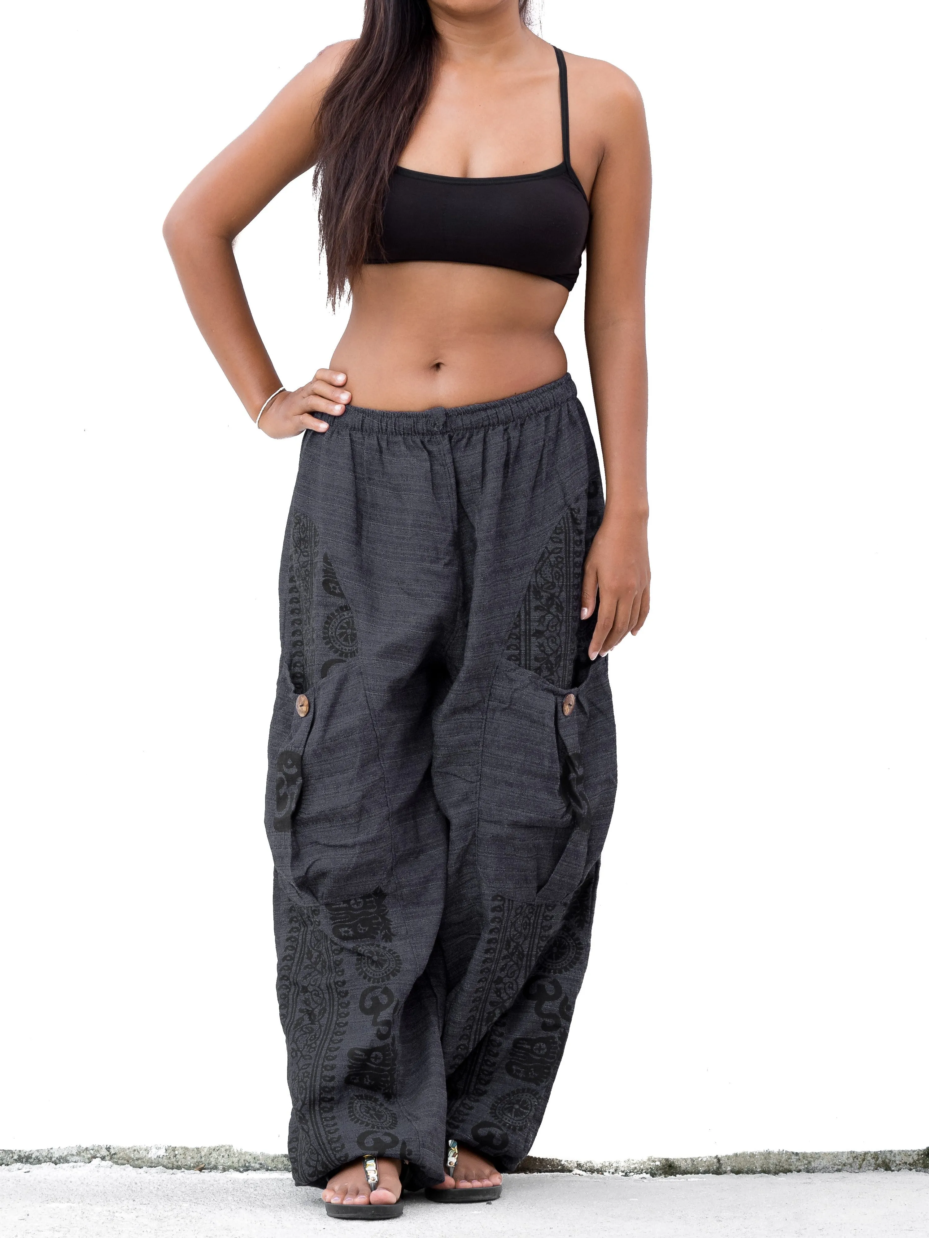 Harem Pants Om Front Pocket Ash Black