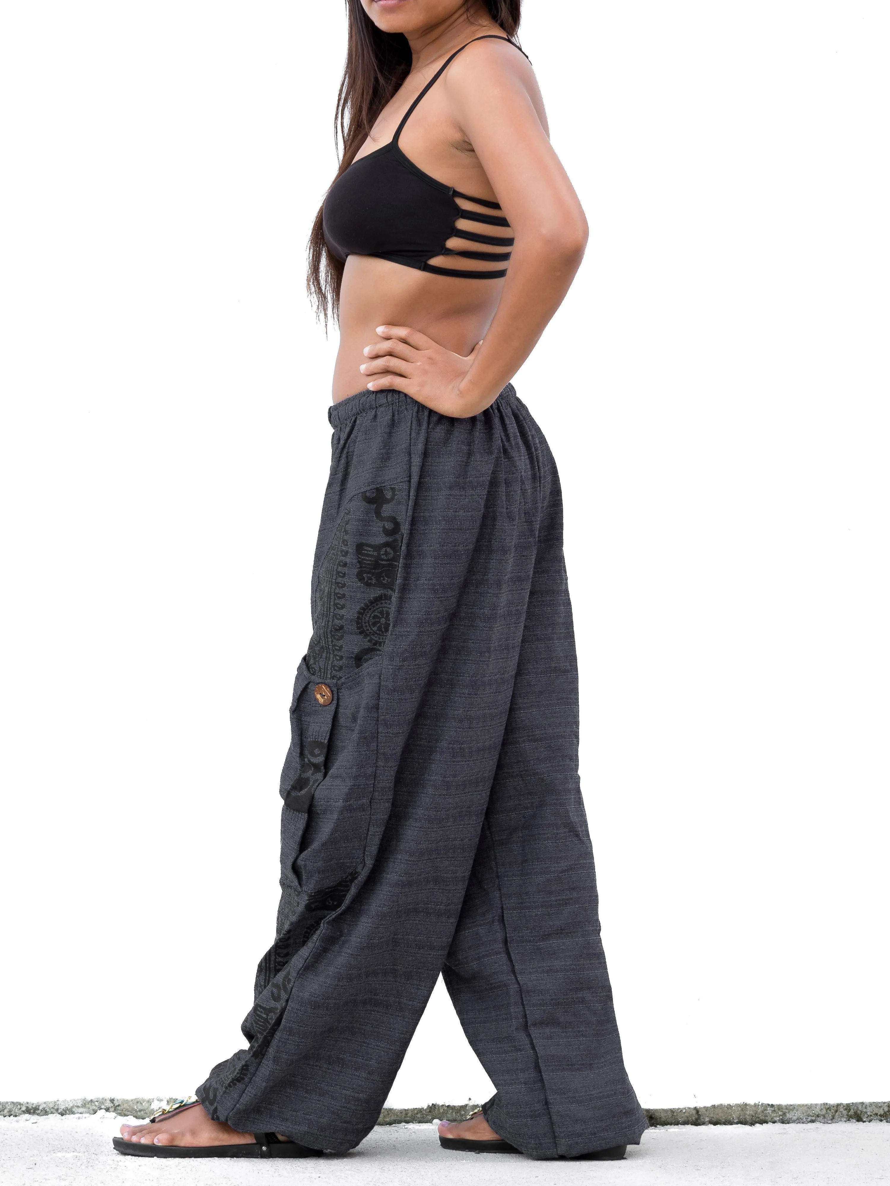 Harem Pants Om Front Pocket Ash Black