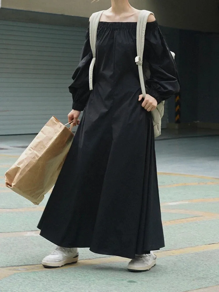 HEYFANCYSTYLE Elegant Off-Shoulder Puff Sleeve Dress