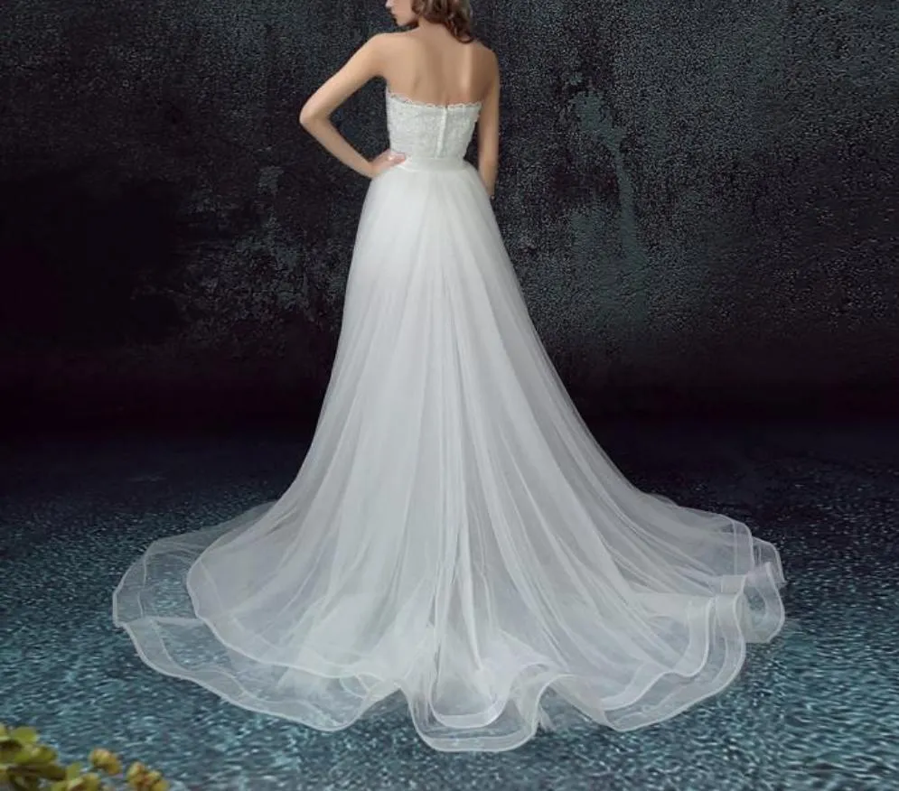 High Low wedding dress with  Detachable skirt