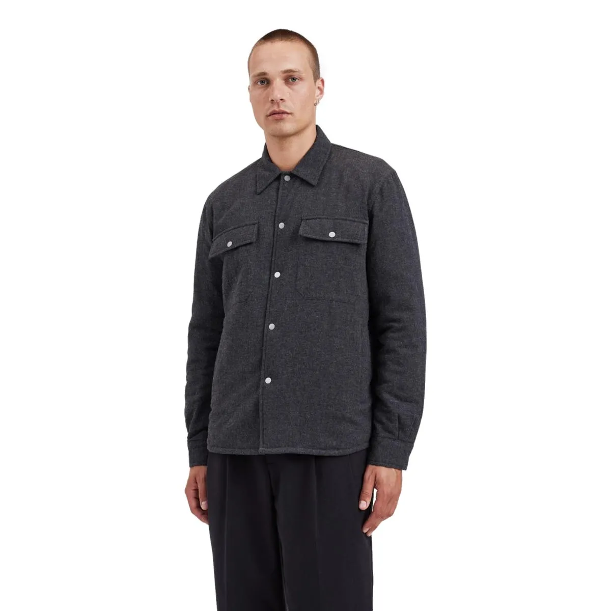 Hjalmer Insulated Wool Overshirt Charcoal Melange