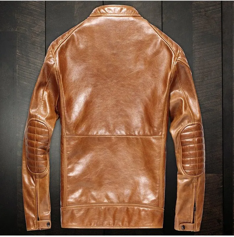 Hodor Tan Men's Leather Jacket Streetwear