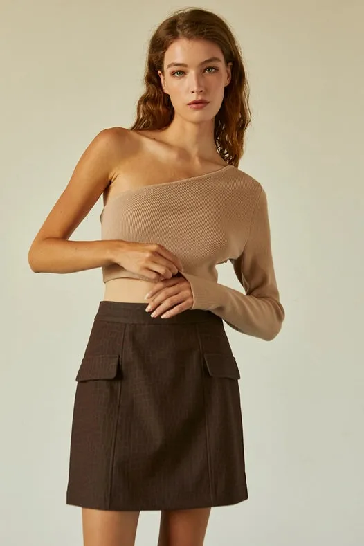 Ivy One Shoulder Long Sleeve Cropped Top