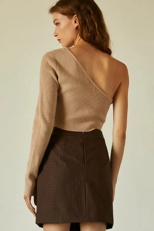 Ivy One Shoulder Long Sleeve Cropped Top