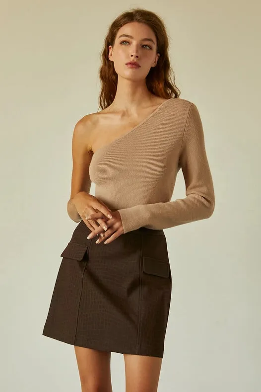 Ivy One Shoulder Long Sleeve Cropped Top