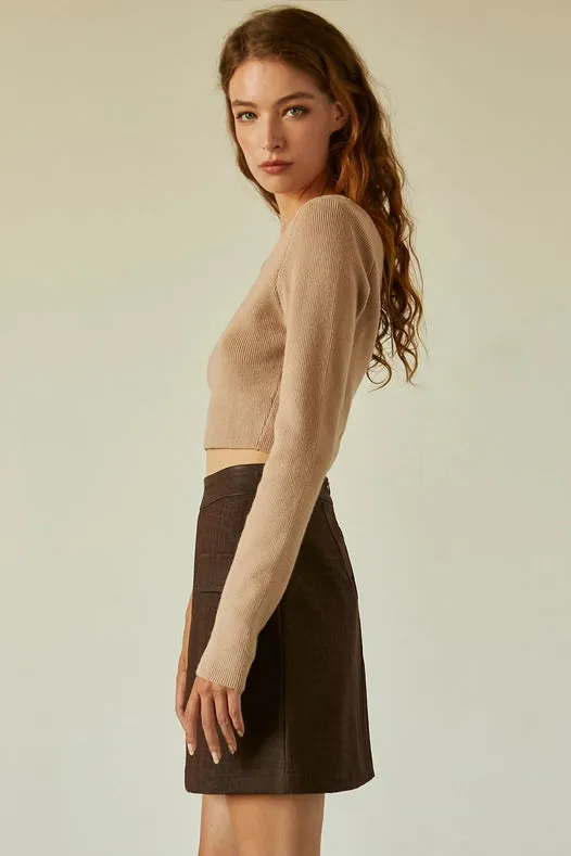 Ivy One Shoulder Long Sleeve Cropped Top