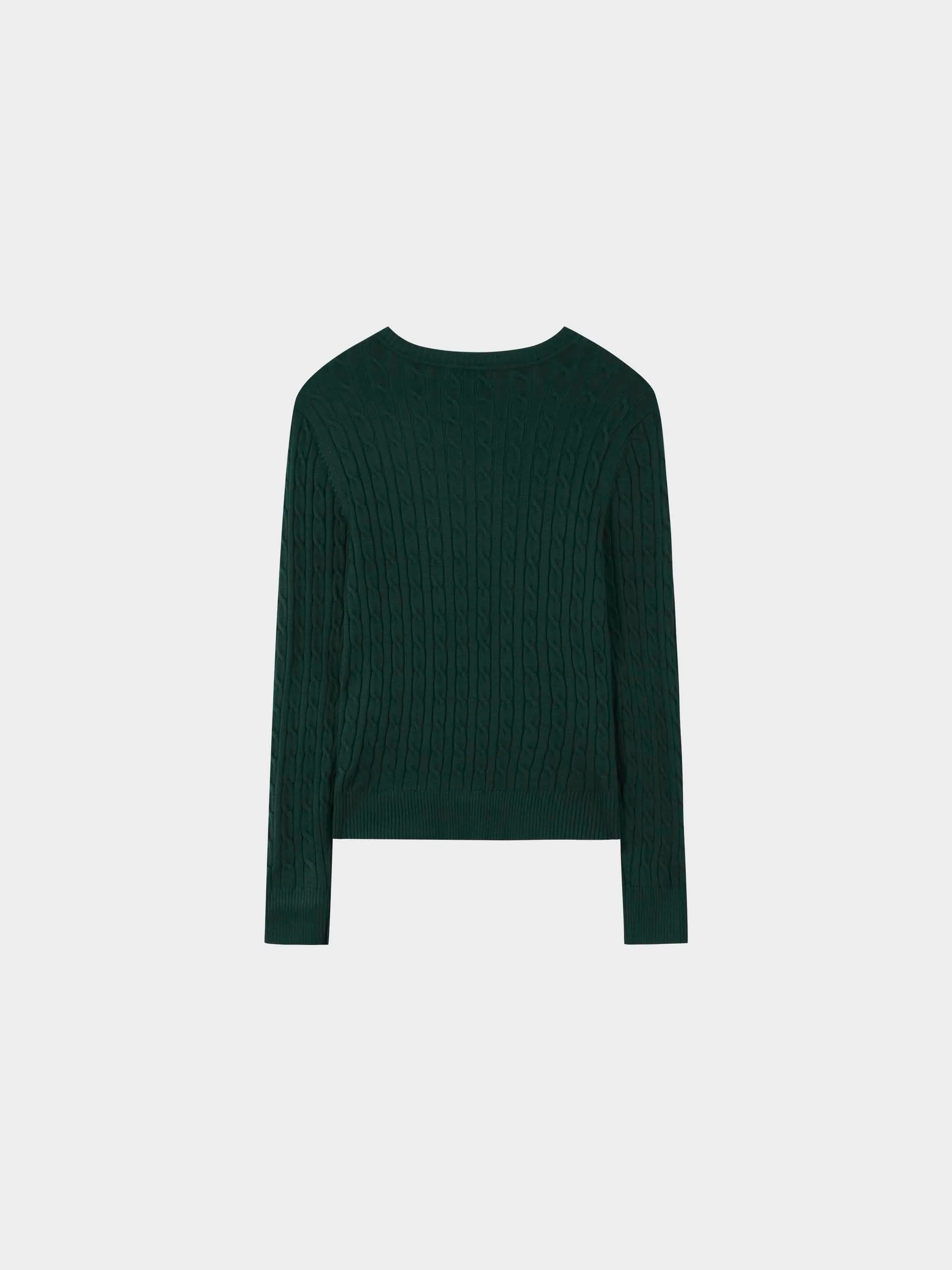 Knit Cable Sweater-Hunter Green