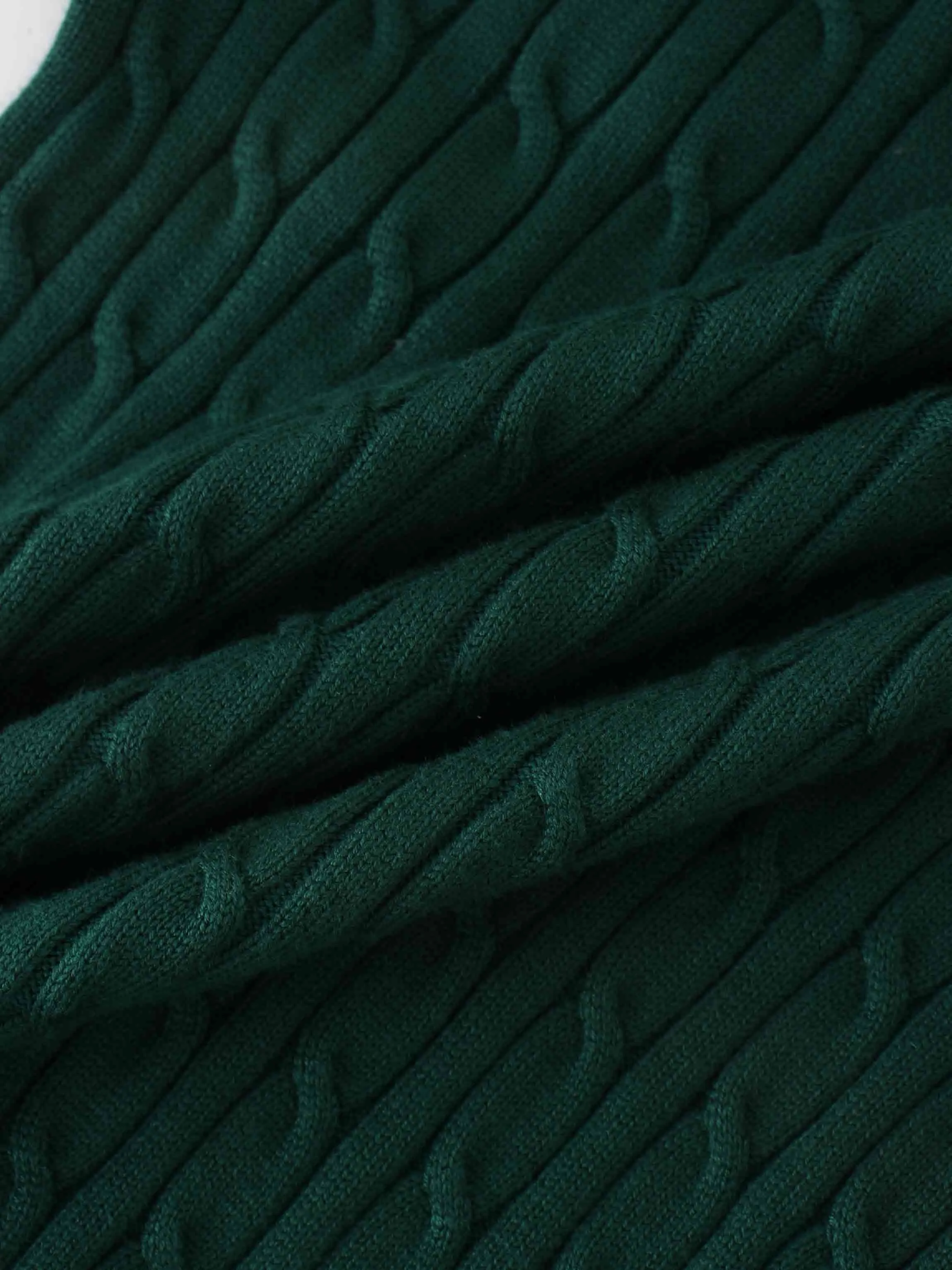 Knit Cable Sweater-Hunter Green